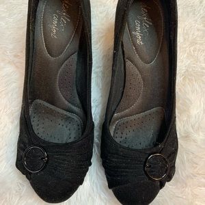 Dexflex Comfort Womens Black Suede Wedge Shoes